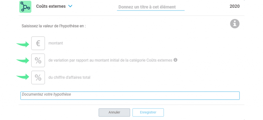 Interface saisie d’hypothèse