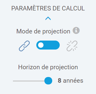 interface des paramètres de calcul