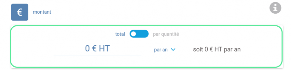 modèle saisie d’une dépense en montant en total
