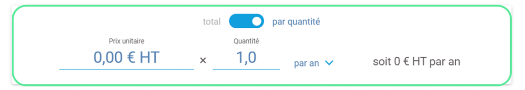 modèle saisie d’une dépense en montant en quantité