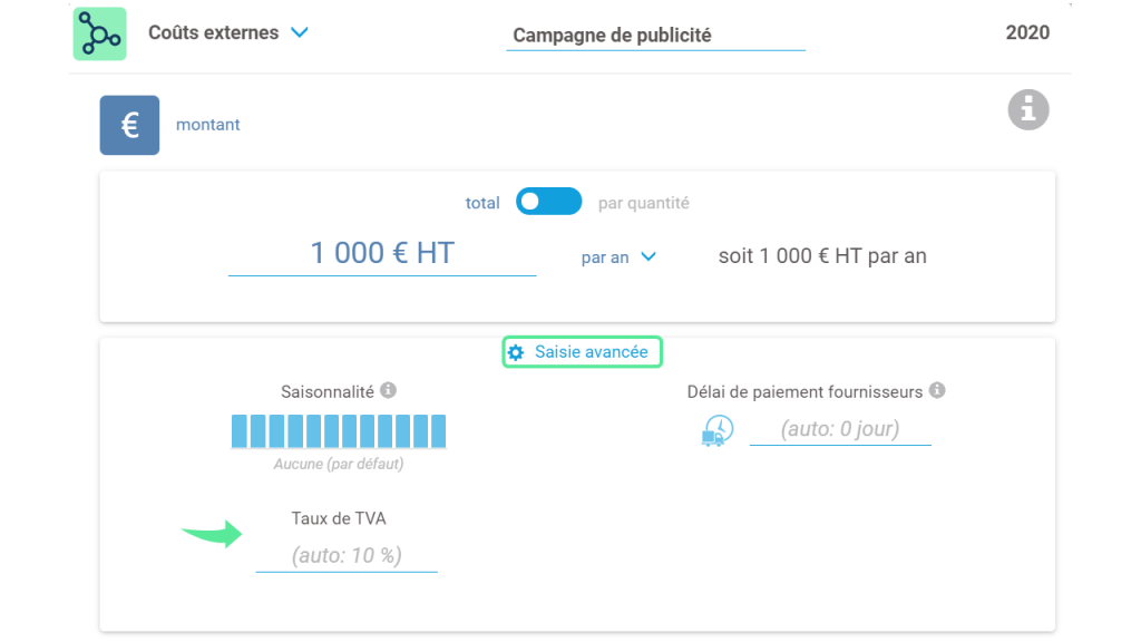 saisie avancée TVA